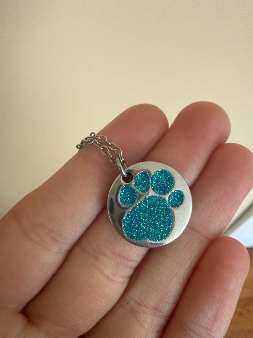 Blue Paw Print Necklace for Little Girls